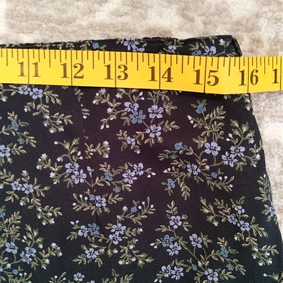 L.L. Bean Floral Lined Women's A-Line Skirt Plus 14P Black Blue - Picture 13 of 14